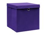 Vidaxl Scatole Portaoggetti Con Coperchio 10 Pz. Tessuto Viola 32X32X32 Cm