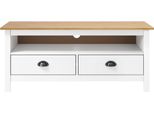 Mobile Tv Hill White 110X40X47 Cm In Legno Di Pino Massiccio