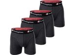 Boxer Champion Da Uomo, Confezione Da 4 Pezzi - Cotone, Cintura Con Logo, Tinta Unita Grigio Screziato M
