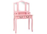 Syfax™ Tavolo Da Trucco Con Sgabello Rosa 80X69X141 Cm Legno Paulownia