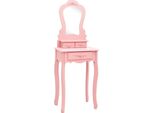 Syfax™ Tavolo Da Trucco Con Sgabello Rosa 50X59X136 Cm Legno Paulownia