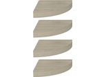 Mensole Galleggianti Ad Angolo 4 Pz. Rovere 25X25X3,8 Cm Mdf
