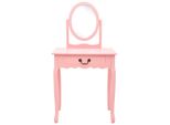 Tavolino Con Sgabello Rosa 65X36X128 Cm Legno Di Paulownia Mdf