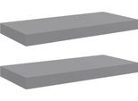 Mensole Sospese 2 Pz. Mdf Grigio 50X23X3,8 Cm