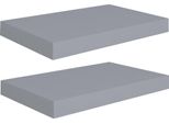 Vidaxl Mensole Galleggianti Da Parete 2 Pz. Mdf Grigio 40X23X3,8Cm