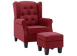 Vidaxl Poltrona Con Poggiapiedi In Tessuto Rosso Vino