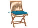 Sedie Da Giardino 2 Pezzi Con Cuscini Azzurri In Teak Massiccio