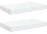Vidaxl Mensole Sospese 2 Pz. Mdf Bianco Lucido 40X23X3,8 Cm