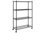 Vidaxl Scaffale Con 4 Ripiani E Rotelle 90X35X142 Cm Nero 200 Kg
