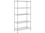 Scaffale A 5 Ripiani 90X35X180 Cm Cromo 250 Kg