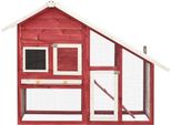 Vidaxl Conigliera Rossa E Bianca 140X63X120 Cm In Legno Massiccio Di Abete