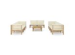 Syfax™ Set Divani Da Giardino 9 Pz Con Cuscini Bianco Crema In Bambù