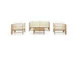 Syfax™ Set Divani Da Giardino 5 Pz Con Cuscini Bianco Crema In Bambù