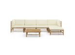 Syfax™ Set Divani Da Giardino 6 Pz Con Cuscini Bianco Crema In Bambù