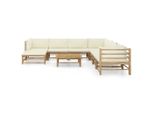 Syfax™ Set Salotto Da Giardino 9Pz Con Cuscini Bianco Crema In Bambù