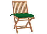Vidaxl Sedie Da Giardino 2 Pezzi Con Cuscini Verdi In Legno Massiccio Teak