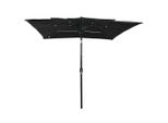Vidaxl Ombrellone Con Palo In Alluminio A 3 Strati Nero 2,5X2,5 M