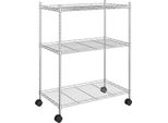 Vidaxl Portaoggetti A 3 Ripiani Con Rotelle 60X35X81 Cm Cromato 150 Kg
