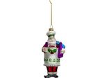 Targhetta Natalizia Clayre & Eef Babbo Natale 17 Cm Vetro Rosso Bianco