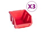 Vidaxl Set Di Contenitori Per Minuteria Da 34 Pezzi Con Piastre A Muro Rosso Nero