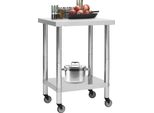 Vidaxl Piano Di Lavoro Per Cucina Con Rotelle 60X45X85 Cm In Acciaio Inox