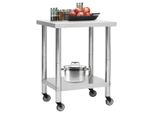 Vidaxl Piano Di Lavoro Per Cucina Con Rotelle 80X30X85 Cm In Acciaio Inox