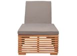 Lettino Prendisole Con Cuscino Grigio Scuro In Legno Massiccio Di Teak