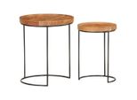 Syfax™ Set Tavolini Da Salotto 2 Pz Legno Massello Di Acacia E Acciaio