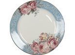 Piatto Da Portata Clayre & Eef Ø 26 Cm Fiori In Porcellana Bianca E Blu