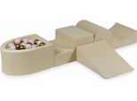 Parco Giochi In Schiuma Con Collina E Piscina, Beige Micro + 100 Palline: Madreperla, Rosa Chiaro, Oro Antico