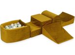 Parco Giochi In Schiuma Con Collina E Piscina Micro Velvet Gold + 100 Palline: Oro Chiaro, Madreperla, Argento, Trasparente