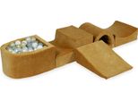 Parco Giochi In Schiuma Con Ponte E Piscina Micro Velvet Soft Caramel + 100 Palline: Trasparente, Bianco, Madreperla, Grigio, Oro Chiaro