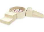 Parco Giochi In Schiuma Con Vasca Rotonda 90X30 Beige Vellutato + 200 Palline: Rosa Chiaro, Oro Chiaro, Madreperla, Argento