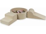 Parco Giochi In Schiuma Con Piscina Rotonda 90X30 Beige + 200 Palline: Madreperla, Rosa Chiaro, Oro Antico