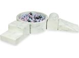 Parco Giochi In Schiuma Con Piscina Rotonda 90X30 Marmo + 200 Palline: Blu Perla, Rosa Perla, Perla, Argento