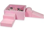 Parco Giochi In Schiuma Con Piscina Quadrata 90X90X40 Rosa Cipria + 400 Palline: Madreperla, Argento, Rosa Chiaro