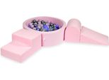 Parco Giochi In Schiuma Con Vasca Rotonda 90X30 Rosa Cipria + 200 Palline: Rosa Perla, Argento, Trasparente, Erika