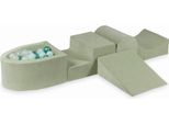 Parco Giochi In Schiuma Con Collina E Piscina Micro Velvet Soft Light Mint + 100 Palline: Menta Chiara, Iridescente, Turchese Metallizzato