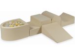 Parco Giochi In Schiuma Con Collina E Piscina Micro Beige + 100 Palline: Trasparente, Opalescente, Oro Chiaro, Beige