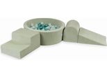 Parco Giochi In Schiuma Con Vasca Rotonda 90X30 Velvet Soft Light Mint + 200 Palline: Menta Chiara, Iridescente, Turchese Metallizzato
