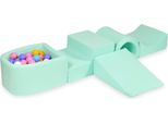Parco Giochi In Schiuma Con Ponte E Piscina Micro Mint + 100 Palline: Azzurro, Giallo, Erica, Rosa Cipria, Bianco