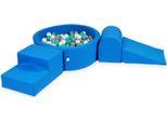 Parco Giochi In Schiuma Con Vasca Rotonda 90X30 Blu + 200 Palline: Turchese, Bianco, Grigio