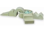 Parco Giochi In Schiuma Con Vasca Rotonda 90X30 Velvet Soft Light Mint + 5 Elementi + 200 Palline: Menta Chiaro, Opalescente, Turchese Metallizzato