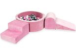Parco Giochi In Schiuma Con Piscina Rotonda 90X30 Velvet Soft Pink + 200 Palline: Madreperla, Argento, Rosa Cipria