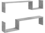 Vidaxl Mensole A Muro 2 Pz. Grigio Cemento 100X15X20 Cm Materiale A Base Di Legno