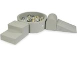 Parco Giochi In Schiuma Con Vasca Rotonda 90X30 Grigio Chiaro + 200 Palline: Oro Chiaro, Madreperla, Argento, Trasparente