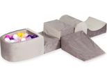 Parco Giochi In Schiuma Con Collina E Piscina In Microvelluto Viola + 100 Palline: Viola, Rosa, Giallo, Bianco, Trasparente