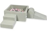 Parco Giochi In Schiuma Con Vasca Quadrata 90X90X40 Grigio Chiaro + 400 Palline: Madreperla, Argento, Rosa Chiaro