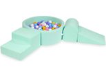 Parco Giochi In Schiuma Con Piscina Rotonda 90X30 Menta + 200 Palline: Azzurro, Giallo, Erica, Rosa Cipria, Bianco