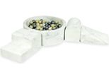 Parco Giochi In Schiuma Con Vasca Rotonda 90X30 In Marmo + 200 Palline: Oro Chiaro, Madreperla, Argento